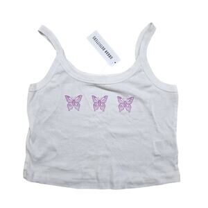 NEW NWT Truly Madly Deeply White Butterfly Lightweight Crop Tank | Size Small